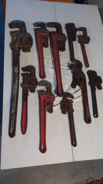 Wrenches for plumbing or pipefitting all different sizes