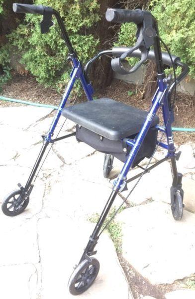 Walker with adjustable seat and handles height