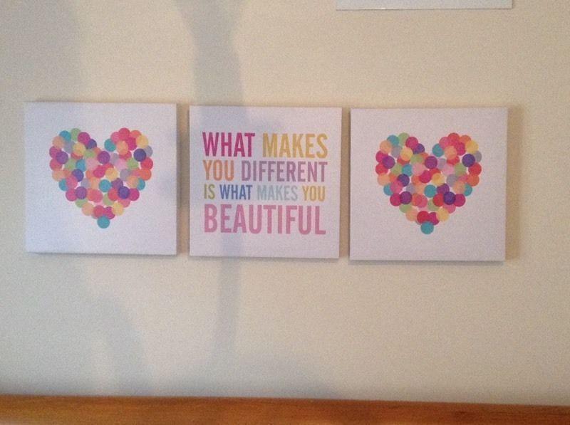 3 canvas prints 'what makes you different makes you beautiful'