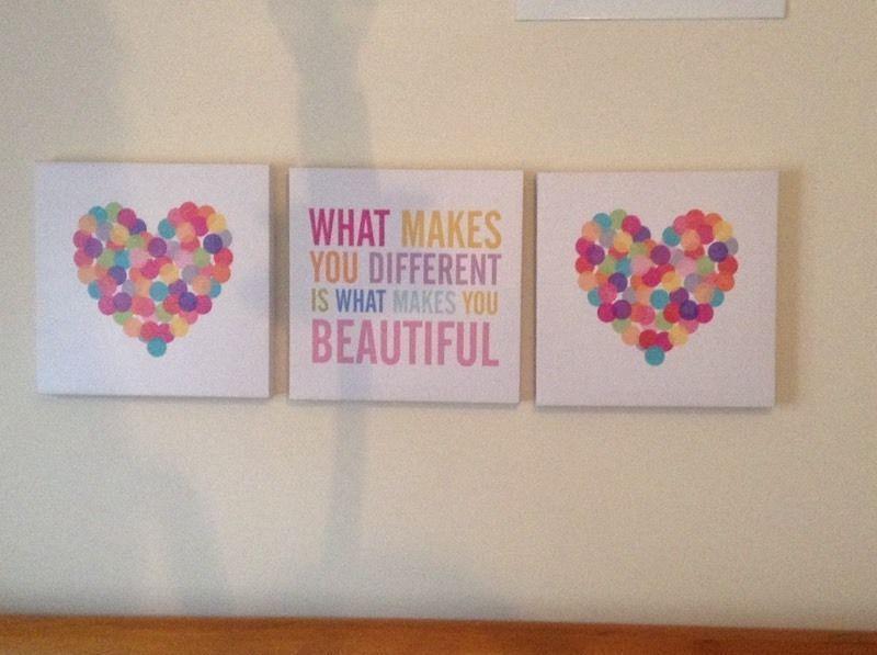 3 canvas prints 'what makes you different makes you beautiful'