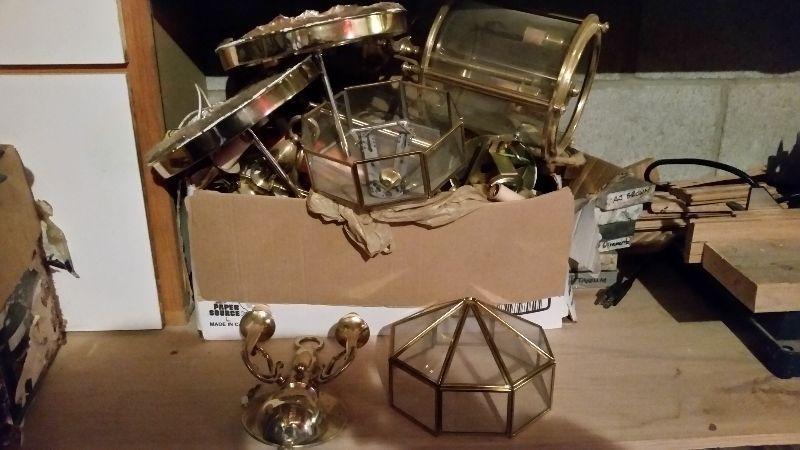Assorted Solid Brass Antique Light Fixtures