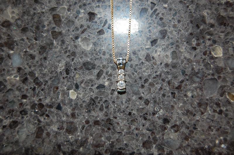 Gold Chain with Diamond Pendant 14K Yellow Gold