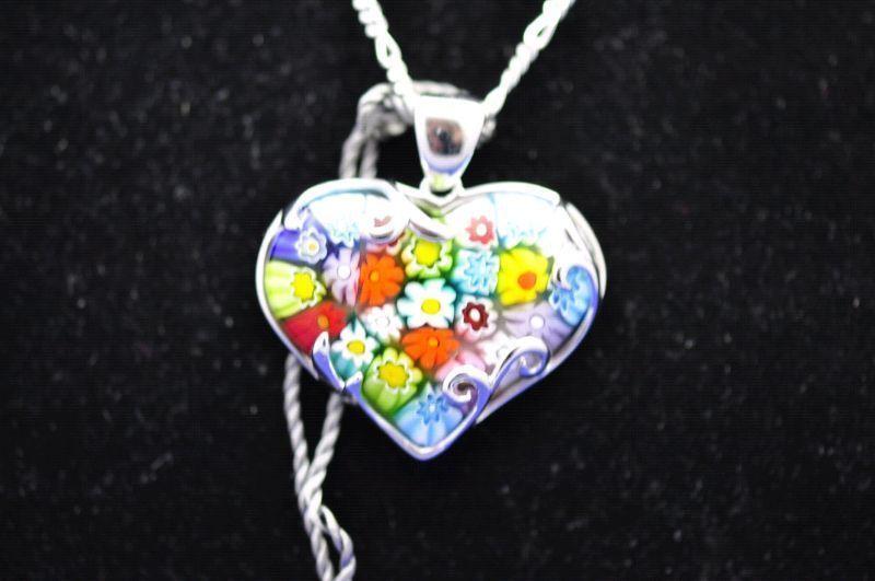 Millefiori Multi Color Heart Necklace