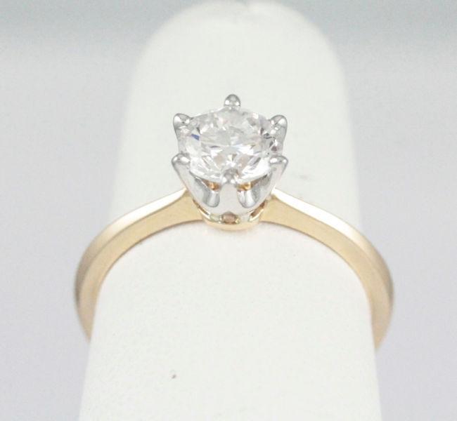 14k Yellow/White Gold solitaire diamond ring(new, 1.00ct)#1880