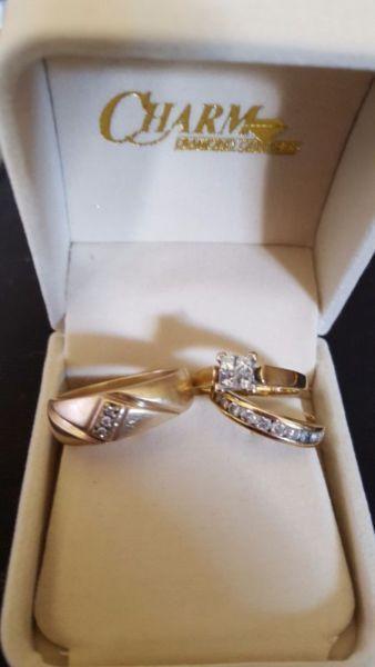 Engagement Ring, Women's Wedding Band and Men's Wedding Band