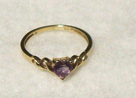 10K Ladies Ring with Amethyst Heart Shaped Stone