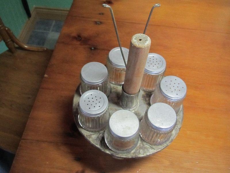 HOOSIER CABINET CAROUSEL SPICE RACK ORIGINAL JARS + EXTRA JARS