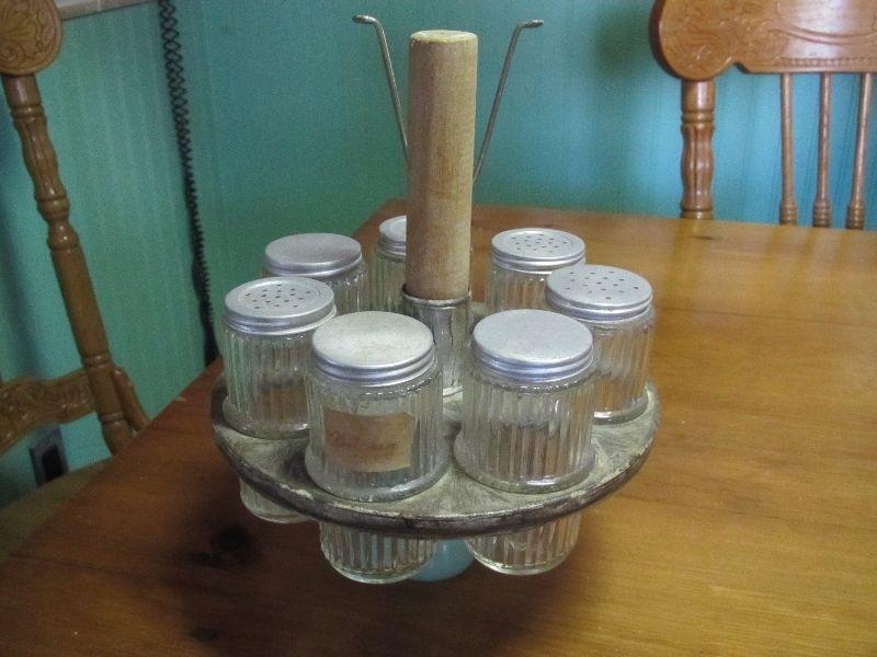 HOOSIER CABINET CAROUSEL SPICE RACK ORIGINAL JARS + EXTRA JARS