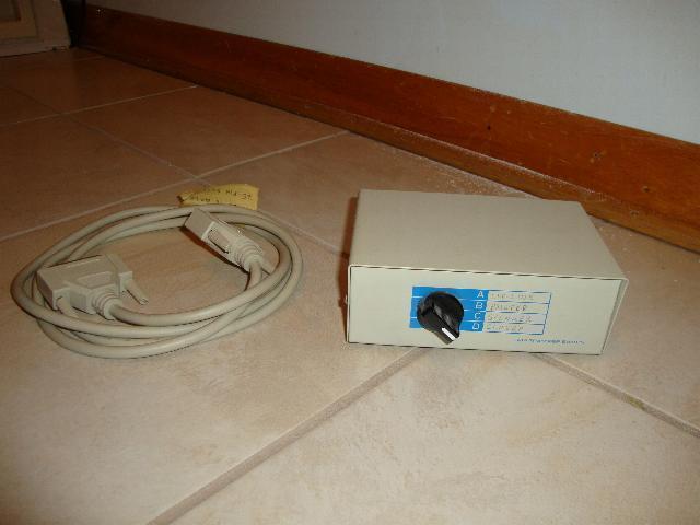 4 Port Data Switch Hub and 6 ft Male to Male Parallel Cable