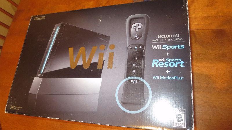 Nintendo Wii in Box Black Console Missing Controller Wire ect