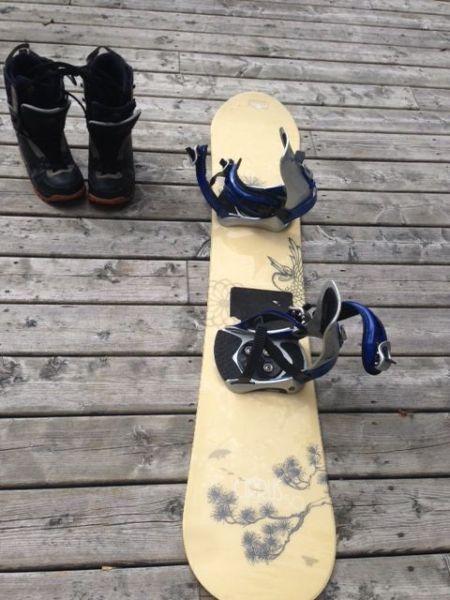 Snow board, boots and helmet