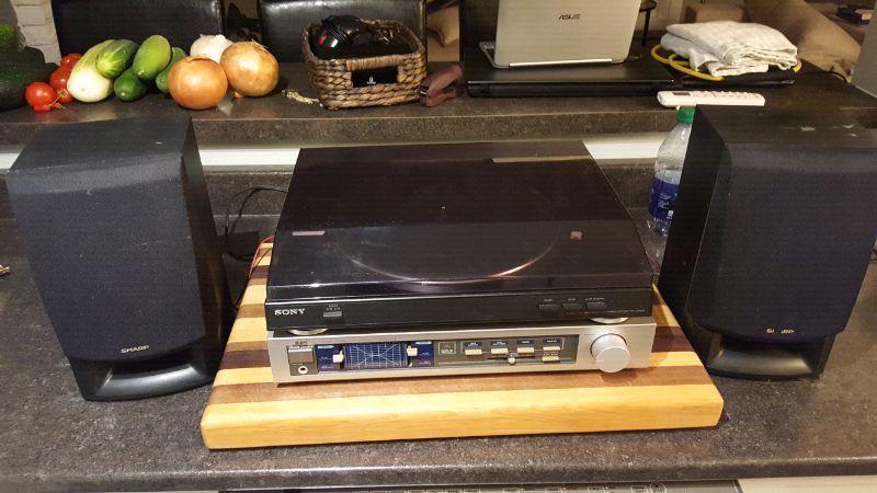 Sony Record Player with Amp and Small Speakers