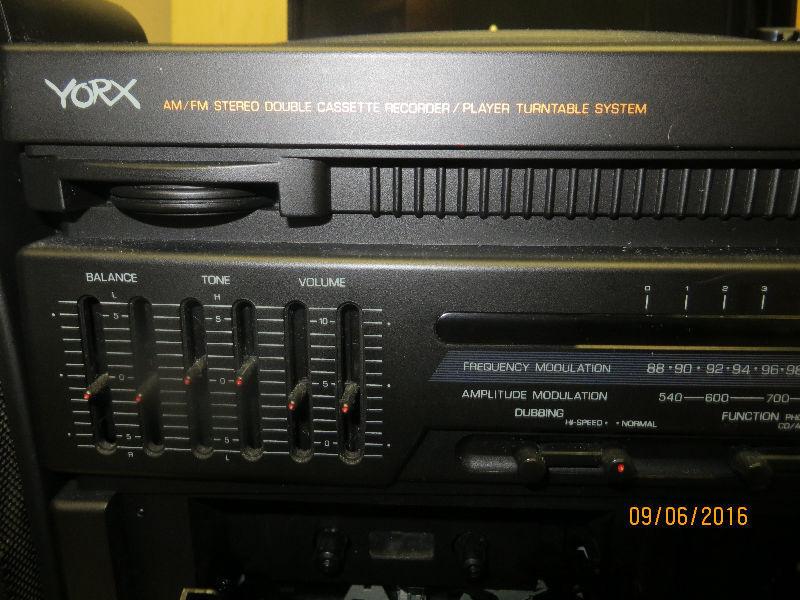 Yorx Stereo with Cassette Player and speakers and record player