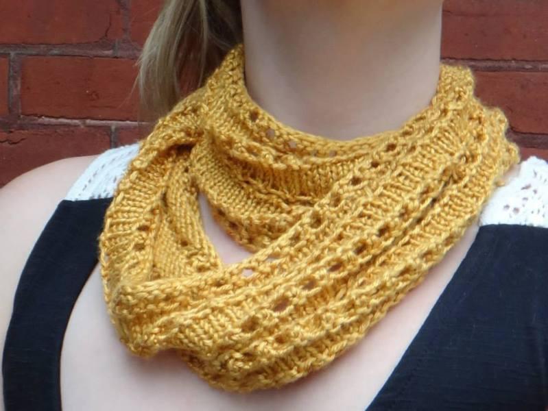 Golden Yellow Infinity Scarf made with Silk and Bamboo Yarn