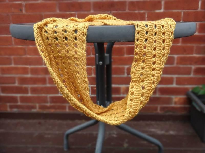 Golden Yellow Infinity Scarf made with Silk and Bamboo Yarn