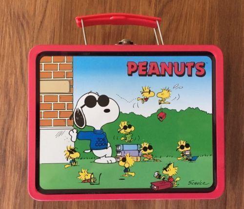 Lunch Box Metal Peanuts Snoopy Joe Cool W/ Woodstock Schulz 1998