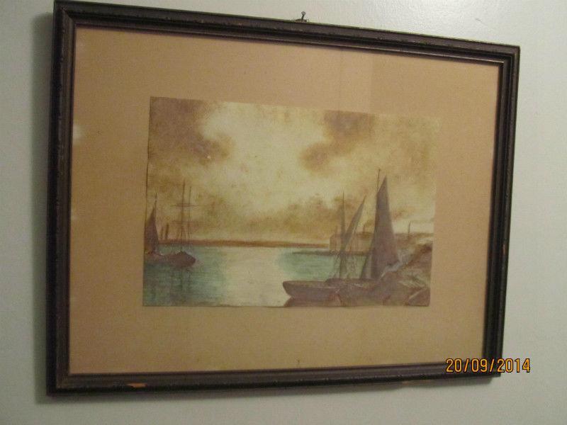 Two Antique Nautical Watercolor Paintings