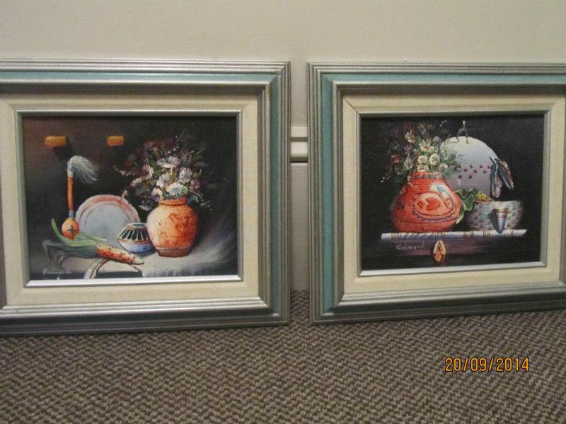 Two Original Framed Oil Paintings from Mexico
