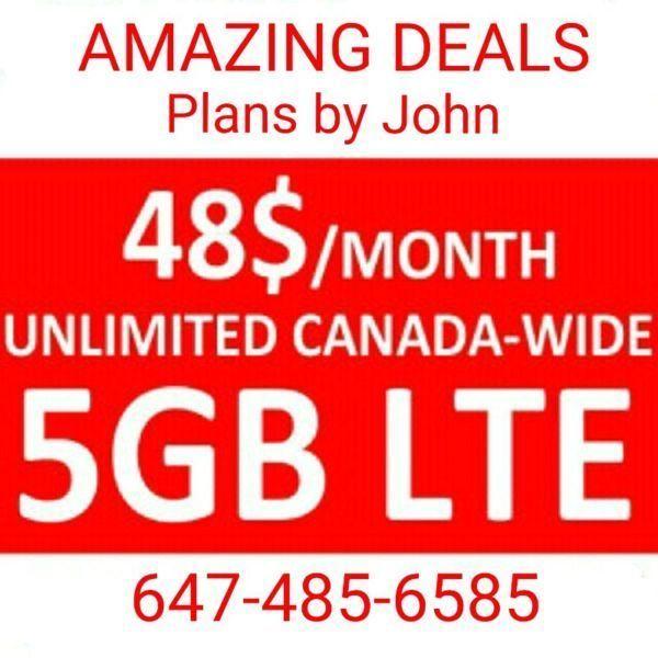 Koodo $48 (bell/telus network) Unlimited 5GB LTE - Plans by John