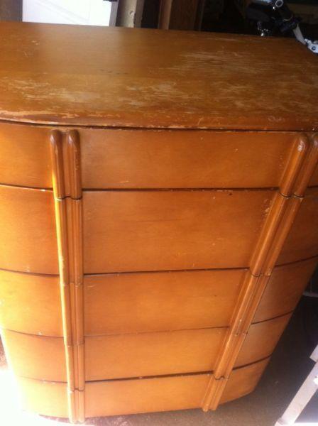 Vintage Solid Wood Highboy Dresser