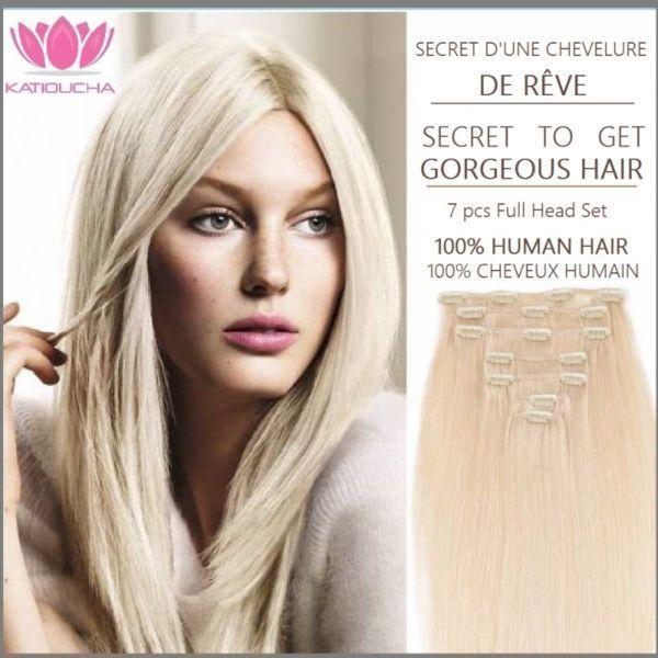 100% HUMAN HAIR,Blonde,CLIP IN Hair extension,7pcs set REMY