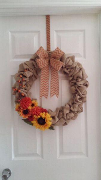 Beautiful fall burlap wreath!