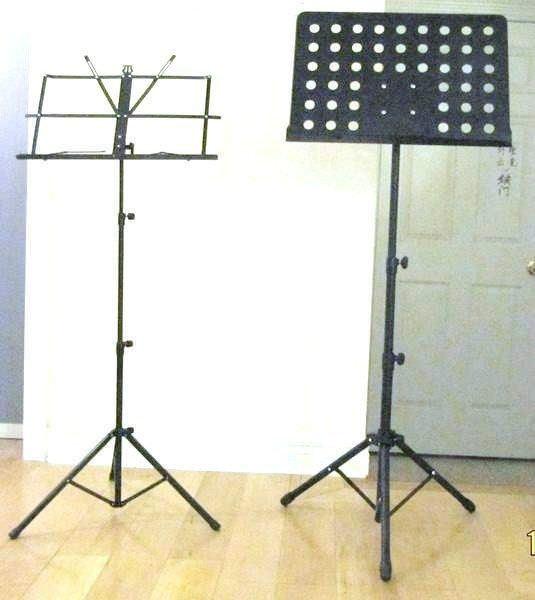 Stands: for Mike, sax, cello, guitar, violin, sheet music