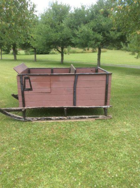 Antique box sleigh and shafts