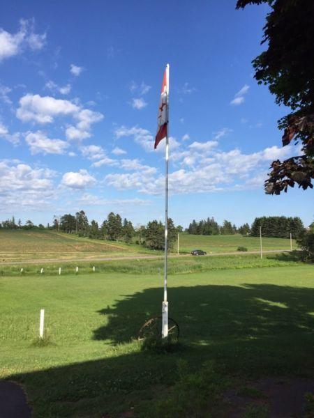 White steel flagpole