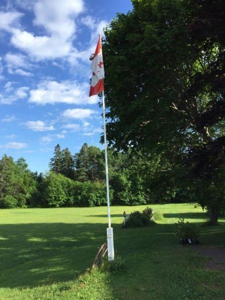 White steel flagpole