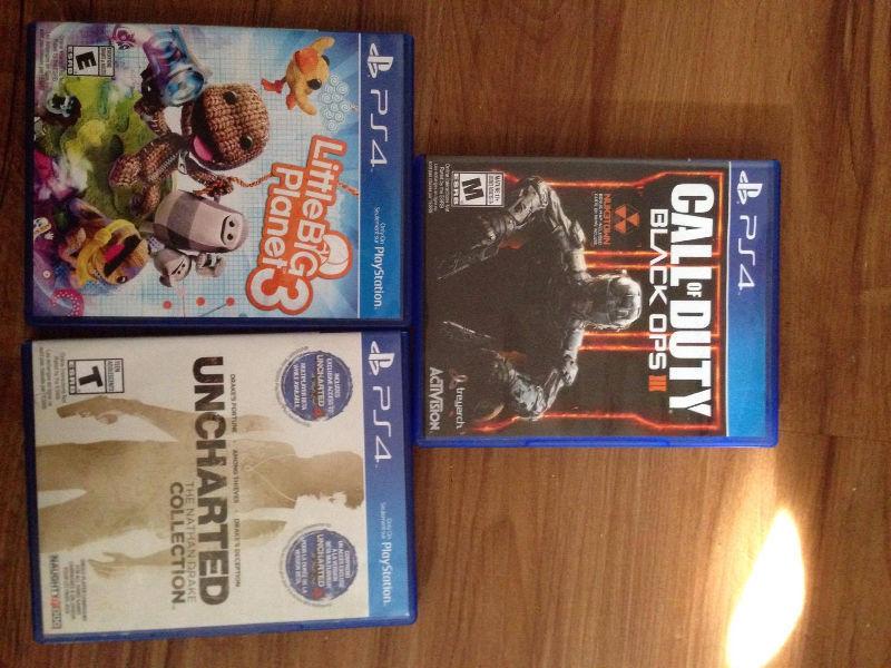 Ps4 games. Black ops 3, Littlebig planet 3, Uncharted collection