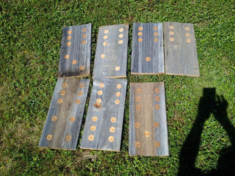Outdoor Dominoes, full set from reclaimed barn board