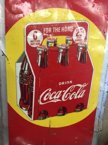 1939 Coca Cola 6 pack metal sign. Displays great