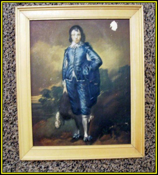 3D Vintage Picture -- BLUE BOY with Wood frame
