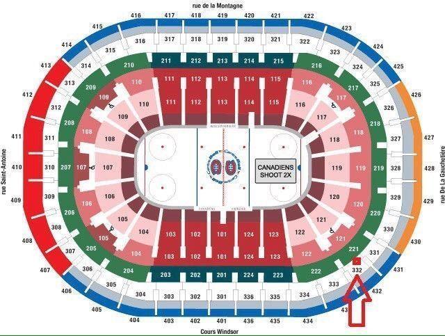 4x Montreal Canadiens BILLETS tickets 2ieme RANGEE BLANC colle