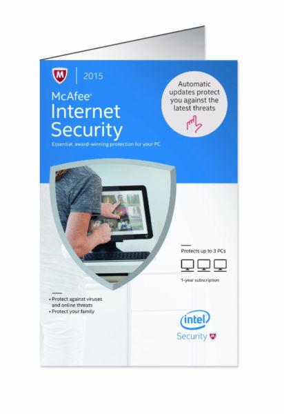 New Sealed in Box McAfee Internet Security 2015 - 3 Users $30