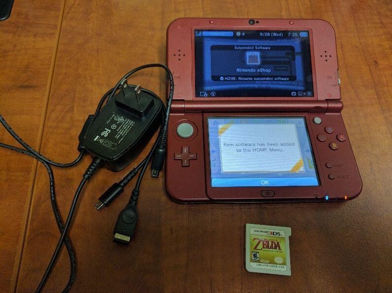 New Nintendo 3DS XL - Red - Zelda Ocarina of time - Charger