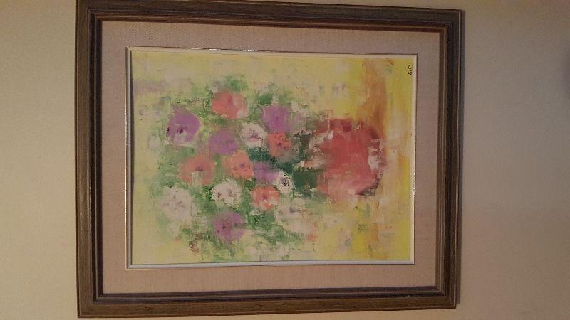 Beautiful original oil on board Impressionist painting - Flowers