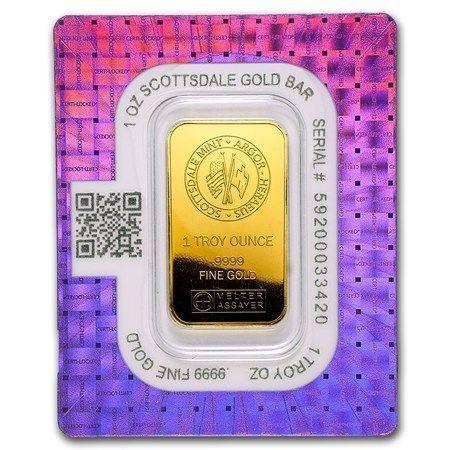 1 oz Lingotin Barre Or Pur Scottsdale Fine Gold Bullion Bar 24K