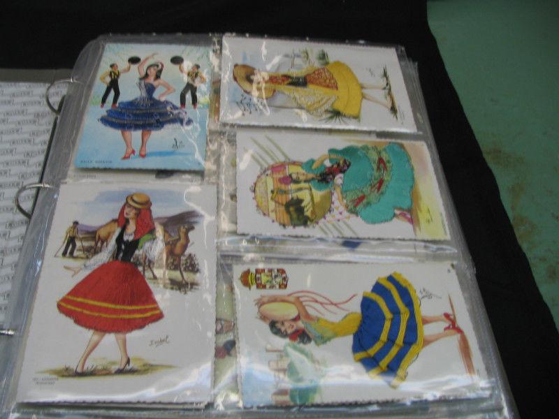 Plusieurs cartes postales Espagne brodées et/ou tissu Personne
