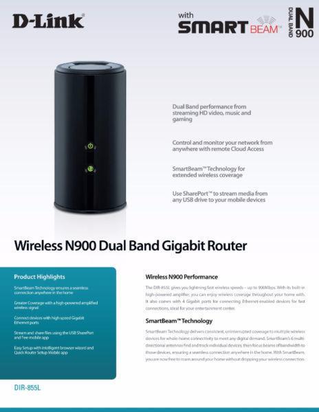 DLink DIR 855L Wireless N900 Dual-Band Gigabit Router