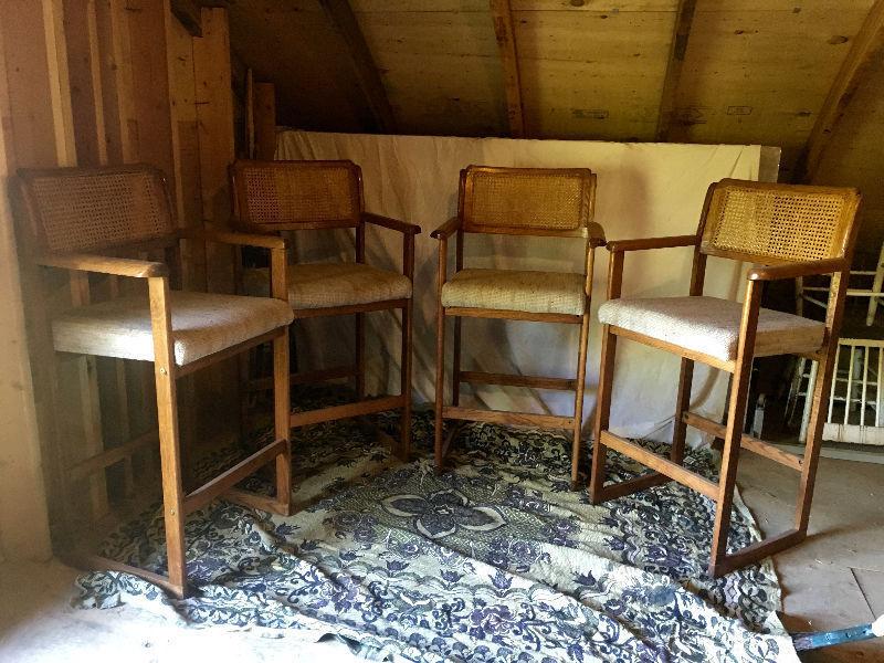 Solid oak/wicker bar stools