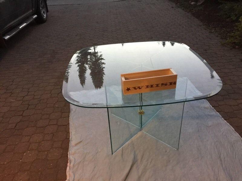 Modern Glass Dining Table With Glass Legs
