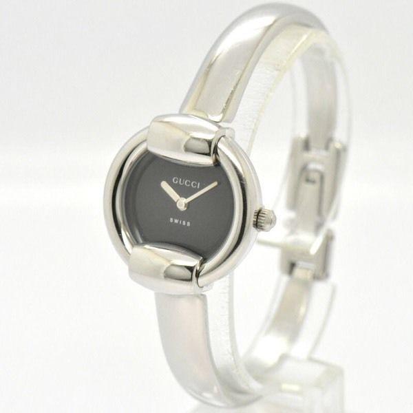 Gucci Womans Luxury Watch Stainless Black Bangle $200 OBO