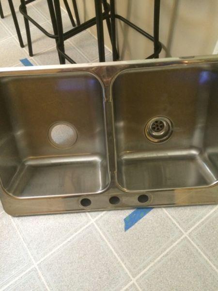 Stainless steel top mount double sink