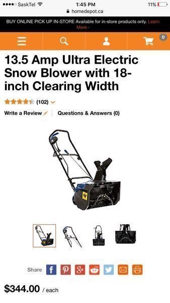 Electric snow blower/thrower