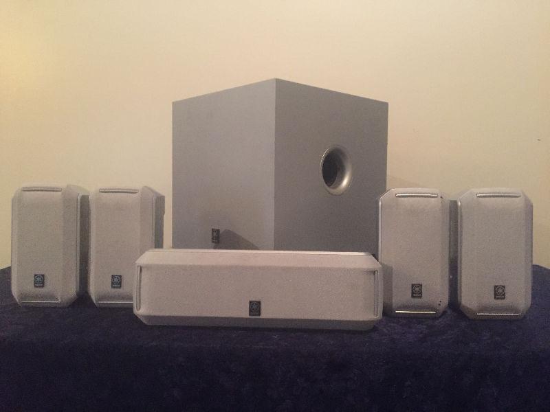 Yamaha home theatre speakers and powered subwoofer