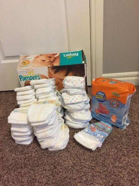 Assorted Pampers Diapers and Little Swimmers