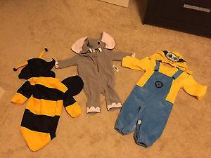 3 brand new Halloween costumes - minion, bee & elephant