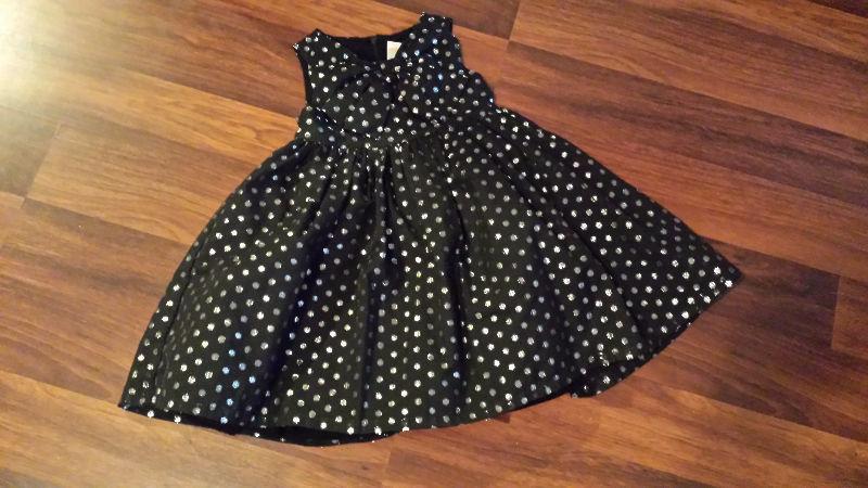 Brand new 2T toddler dress - black/metallic sparkling polka dots